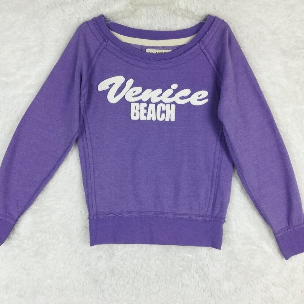 U.S. Apparel‎ Womens Sweatshirt Purple Pullover Venice Beach Spell Out L